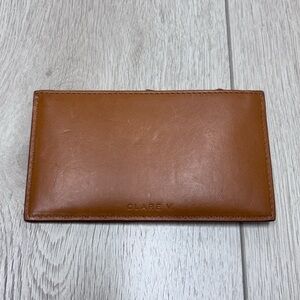 Clare V Brown Leather Card Zip Wallet